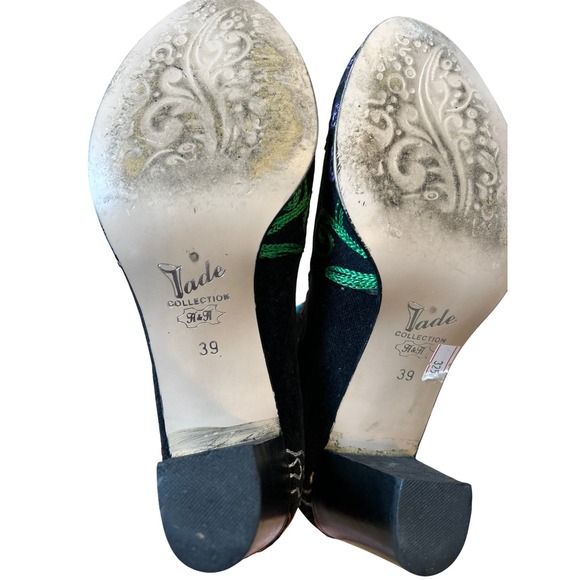 Suzani Embroidered Floral Velvet Block Heel Ankle Boots Women Size 39/US 9 - Picture 13 of 14